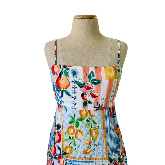 Paper Heart Womens Medium Patchwork Fruit Print Maxi Dress - Picture 2 of 12
